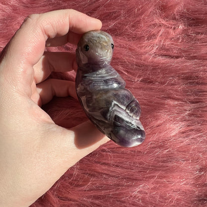 ONE (1) Stunning Dream Amethyst Otter Crystal Carving - A