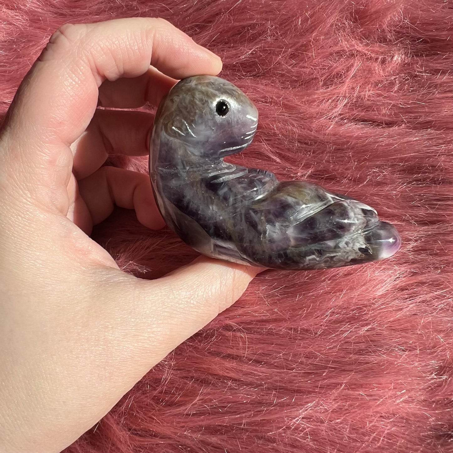 ONE (1) Stunning Dream Amethyst Otter Crystal Carving - A