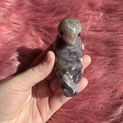 ONE (1) Stunning Dream Amethyst Otter Crystal Carving - A