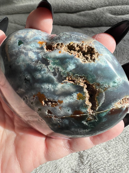 Stunning High Quality Sea (Ocean) Jasper Heart Carving