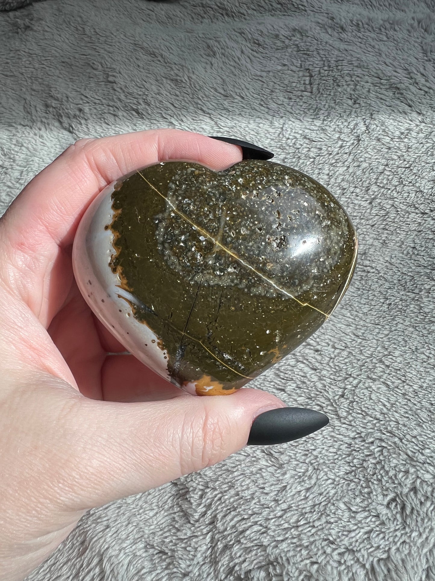 Stunning High Quality Sea (Ocean) Jasper Heart Carving - B