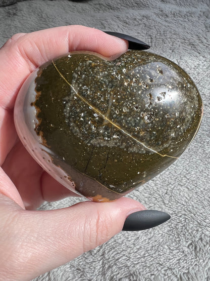 Stunning High Quality Sea (Ocean) Jasper Heart Carving - B