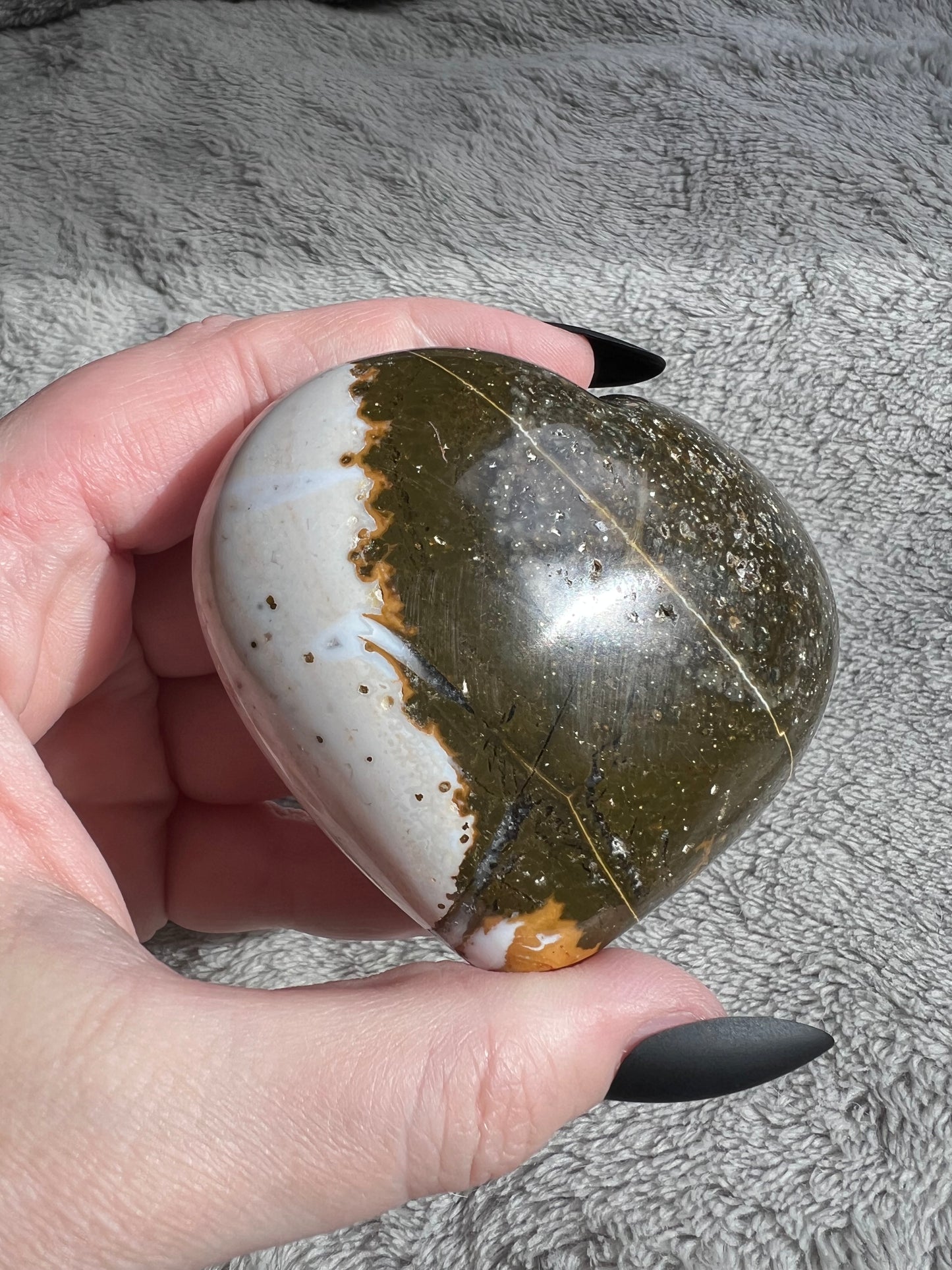 Stunning High Quality Sea (Ocean) Jasper Heart Carving - B