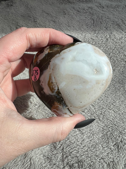 Stunning High Quality Sea (Ocean) Jasper Heart Carving - B