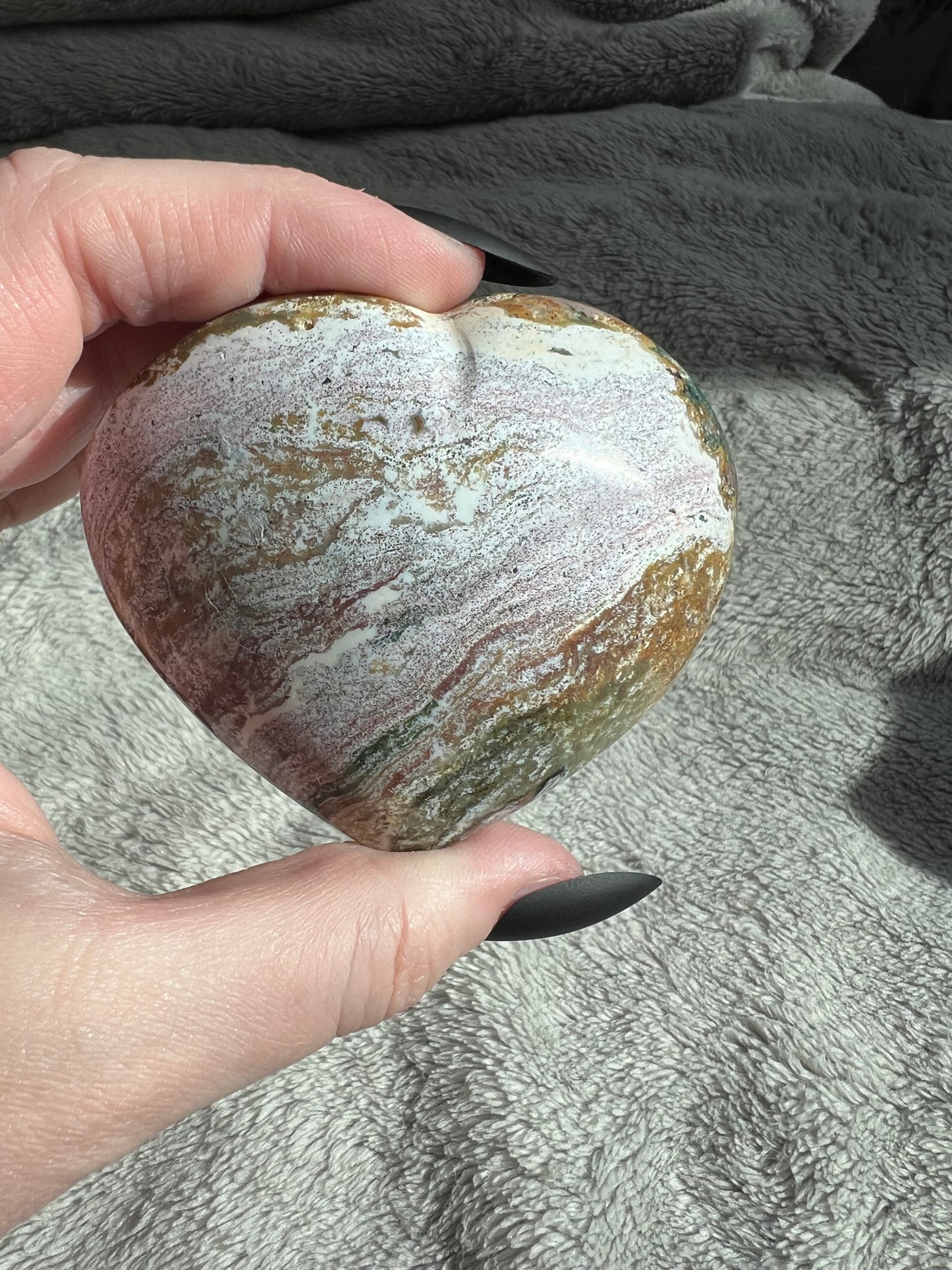 Stunning High Quality Sea (Ocean) Jasper Heart Carving