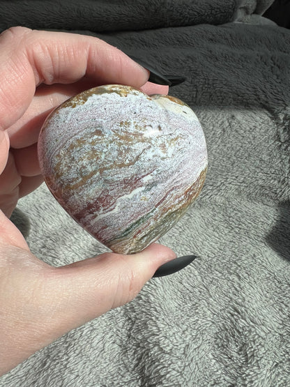 Stunning High Quality Sea (Ocean) Jasper Heart Carving