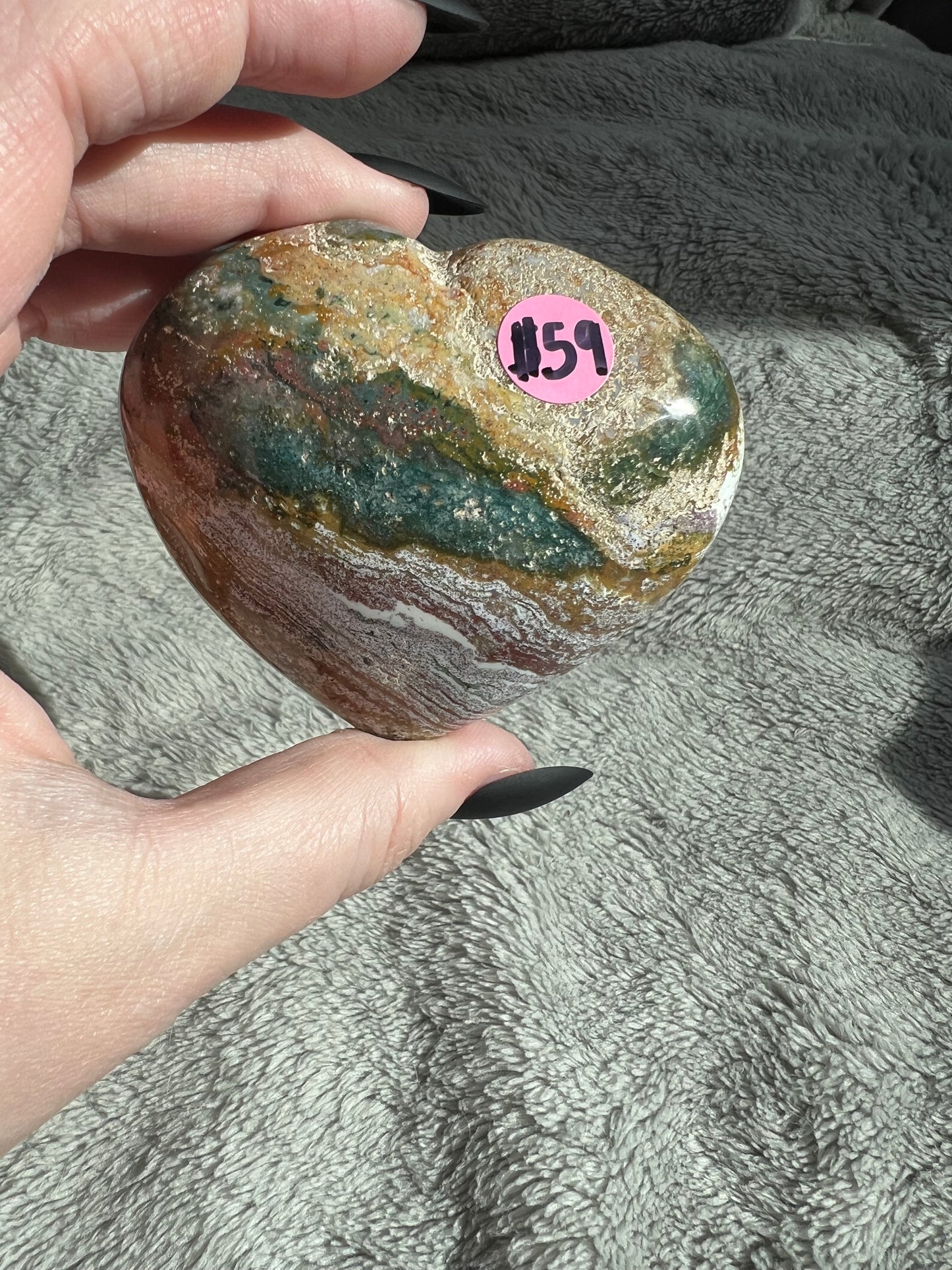 Stunning High Quality Sea (Ocean) Jasper Heart Carving