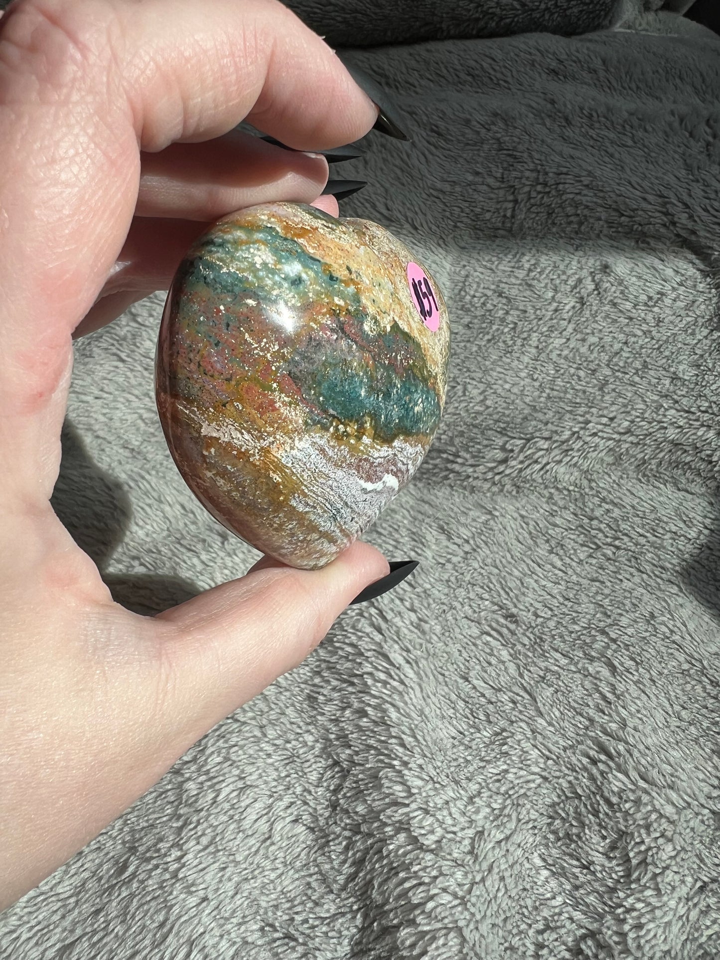 Stunning High Quality Sea (Ocean) Jasper Heart Carving