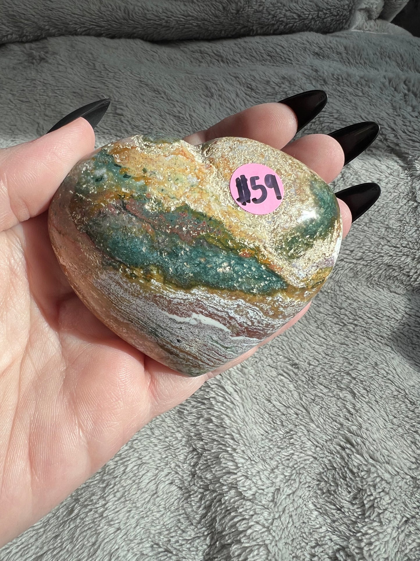 Stunning High Quality Sea (Ocean) Jasper Heart Carving