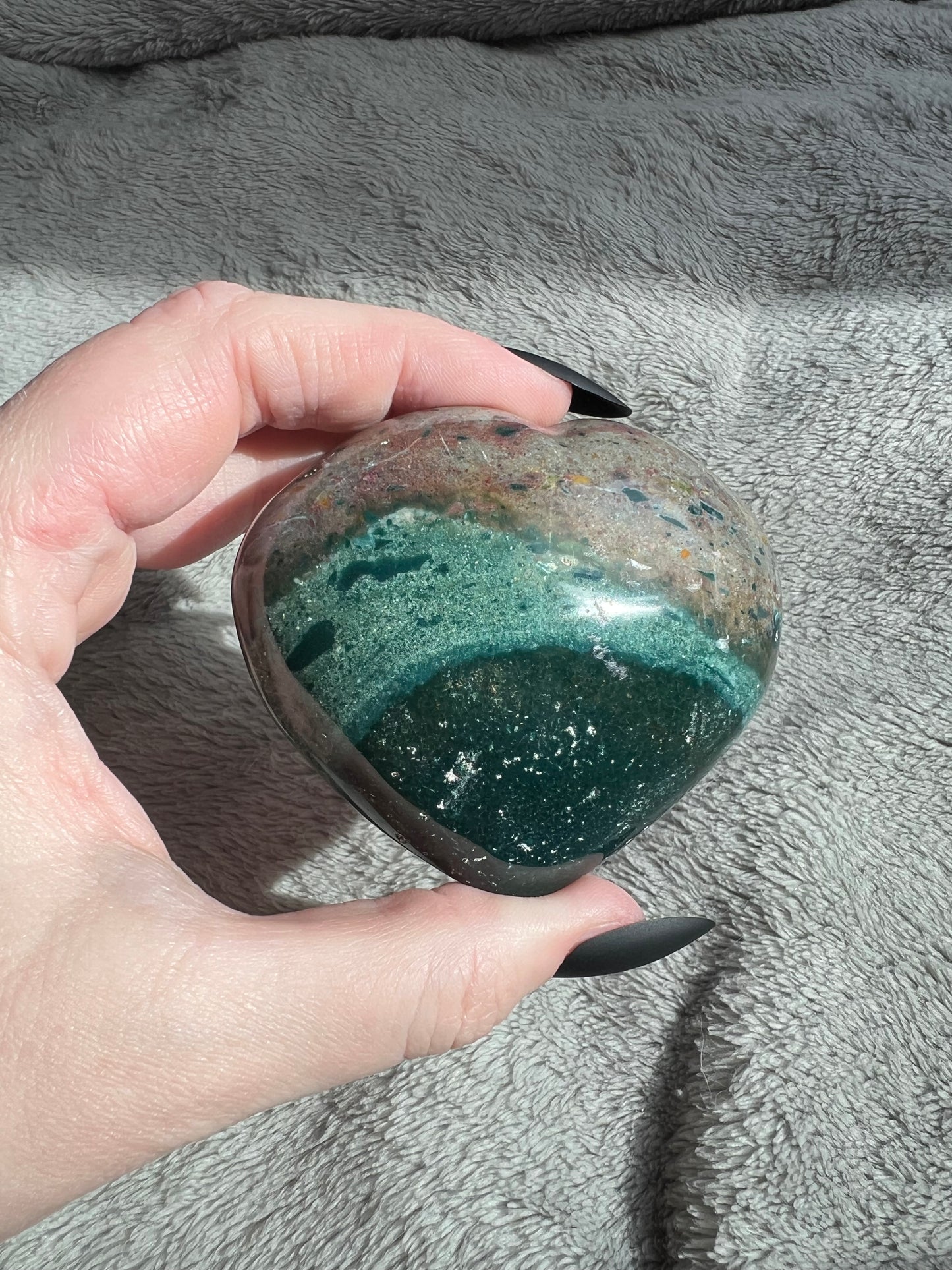 Stunning High Quality Sea (Ocean) Jasper Heart Carving