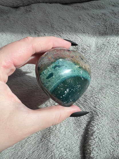 Stunning High Quality Sea (Ocean) Jasper Heart Carving