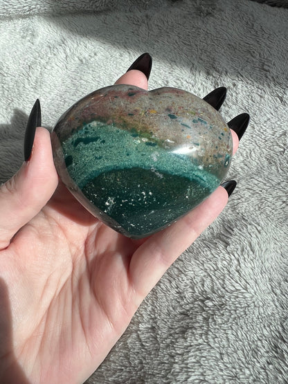 Stunning High Quality Sea (Ocean) Jasper Heart Carving