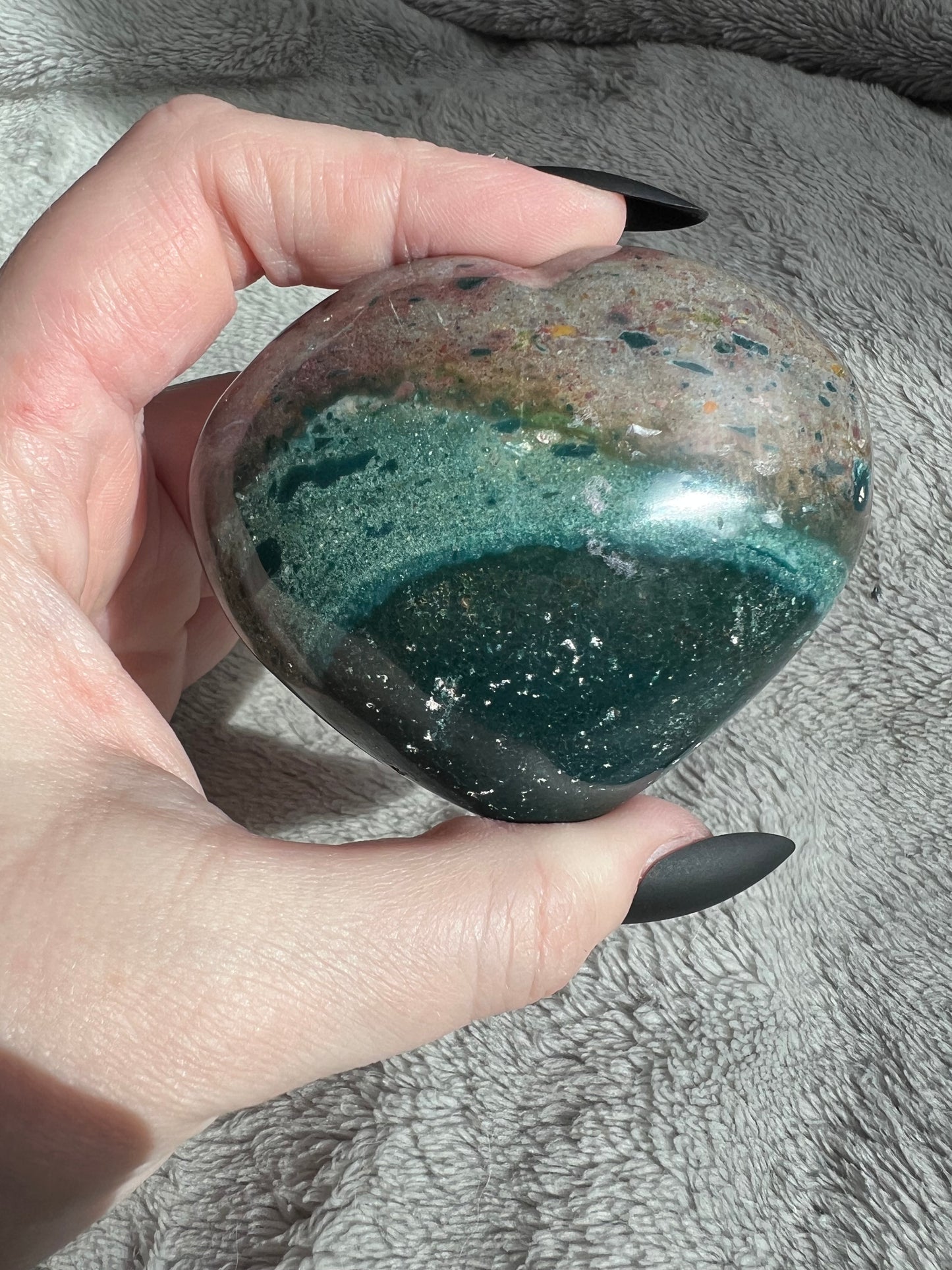 Stunning High Quality Sea (Ocean) Jasper Heart Carving