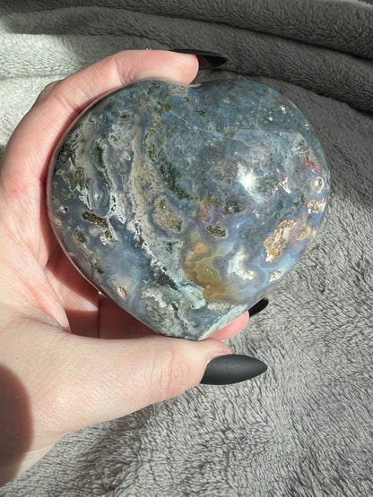 Stunning High Quality Sea (Ocean) Jasper Heart Carving