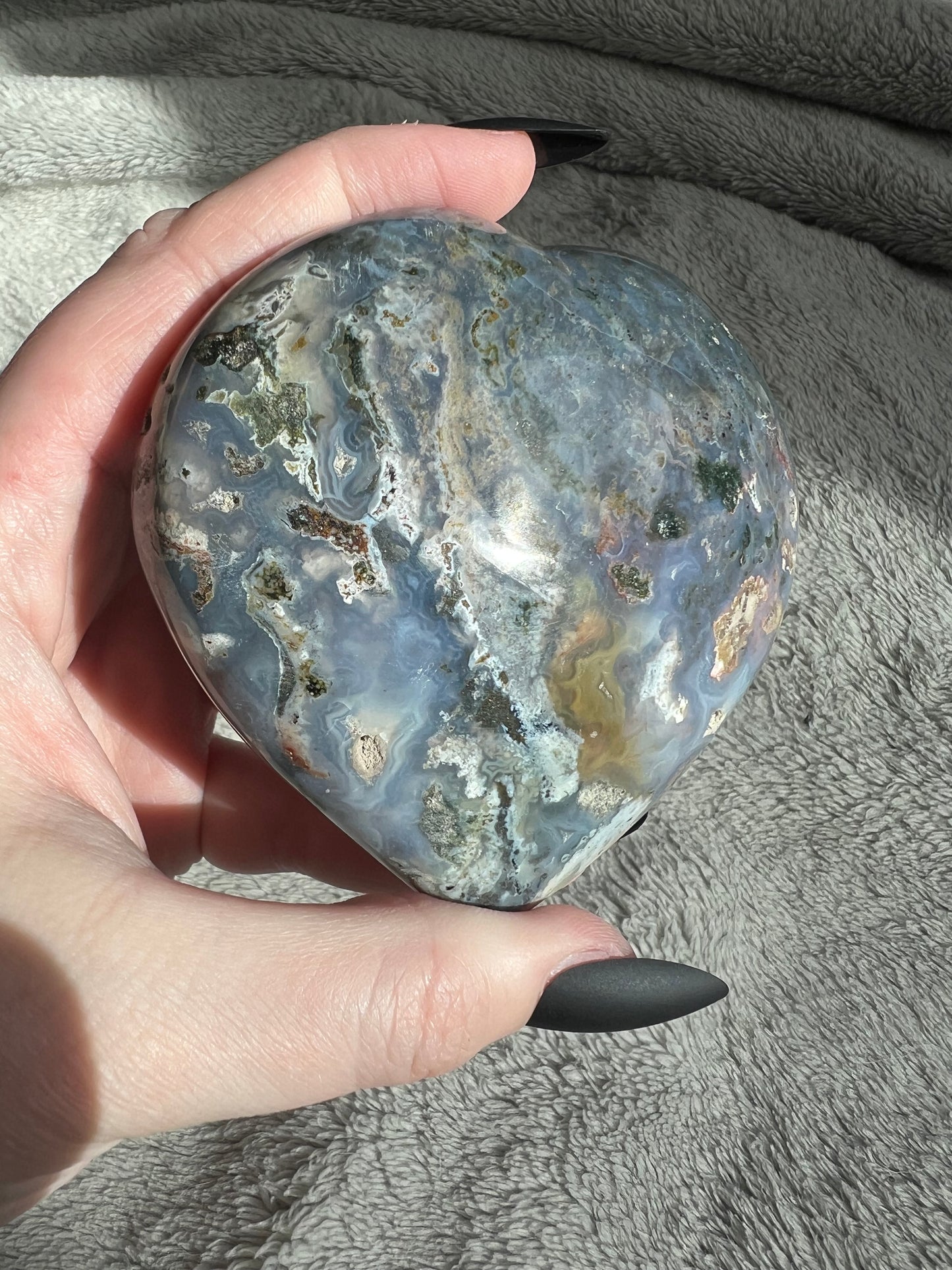 Stunning High Quality Sea (Ocean) Jasper Heart Carving