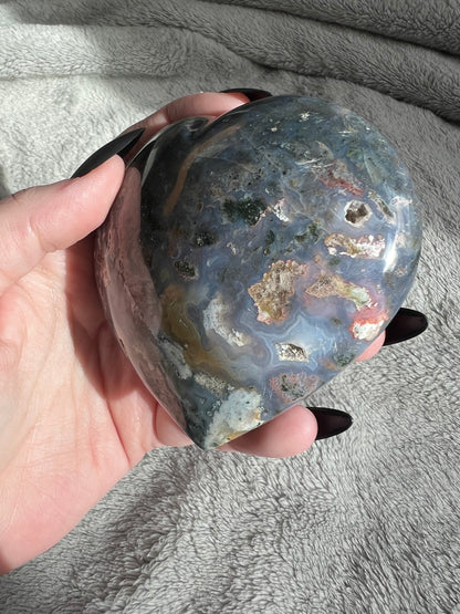 Stunning High Quality Sea (Ocean) Jasper Heart Carving