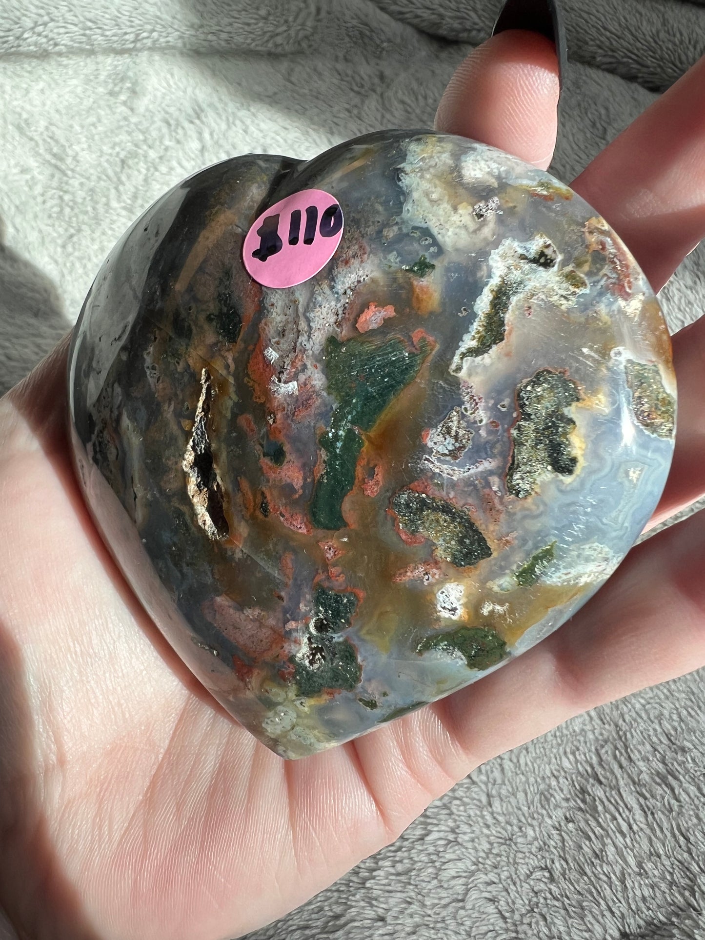 Stunning High Quality Sea (Ocean) Jasper Heart Carving