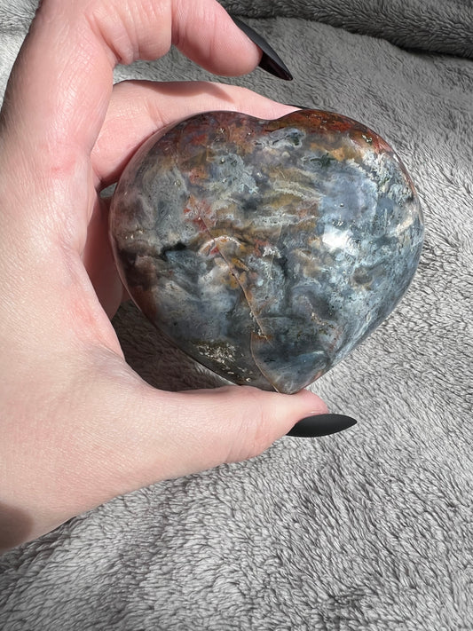 Stunning High Quality Sea (Ocean) Jasper Heart Carving