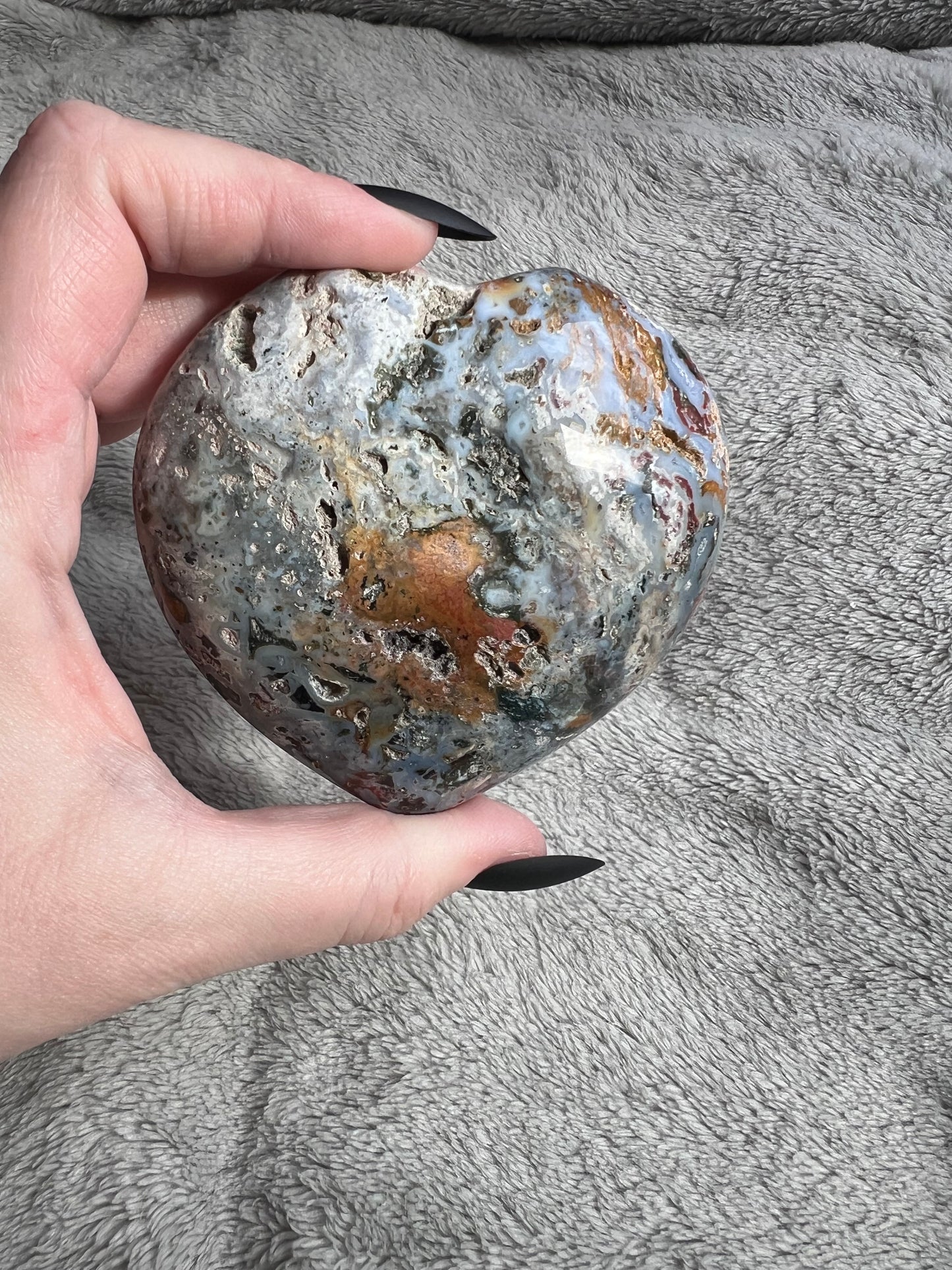 Stunning High Quality Sea (Ocean) Jasper Heart Carving - A