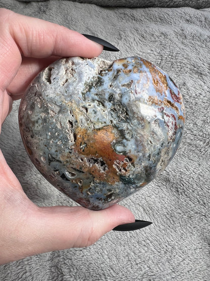 Stunning High Quality Sea (Ocean) Jasper Heart Carving - A