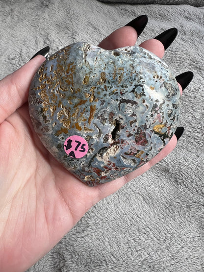 Stunning High Quality Sea (Ocean) Jasper Heart Carving - A