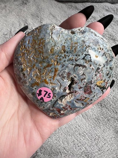 Stunning High Quality Sea (Ocean) Jasper Heart Carving - A