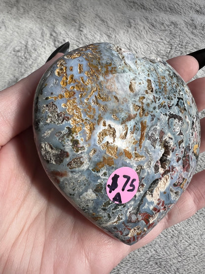 Stunning High Quality Sea (Ocean) Jasper Heart Carving - A