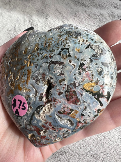 Stunning High Quality Sea (Ocean) Jasper Heart Carving - A