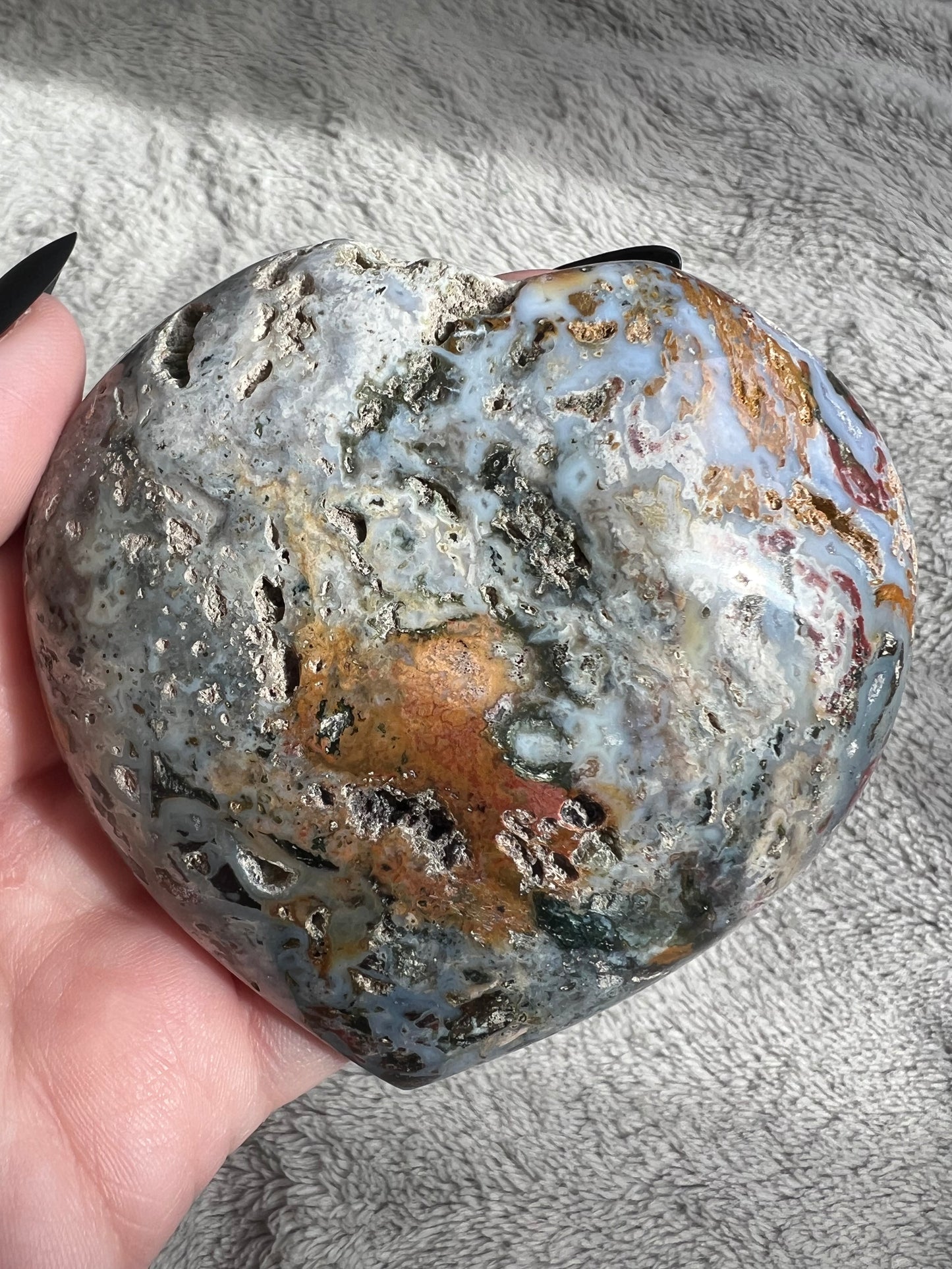 Stunning High Quality Sea (Ocean) Jasper Heart Carving - A