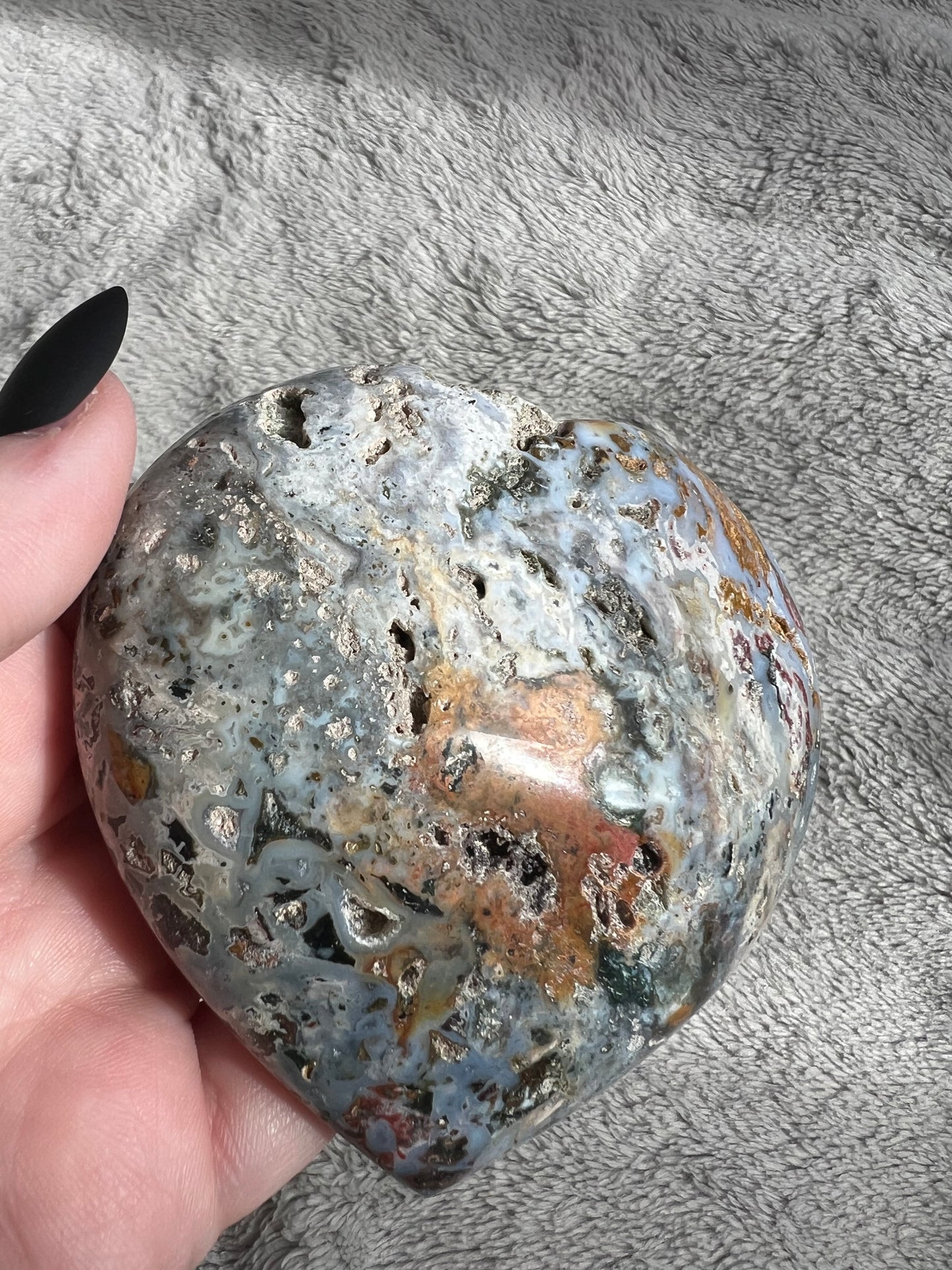 Stunning High Quality Sea (Ocean) Jasper Heart Carving - A