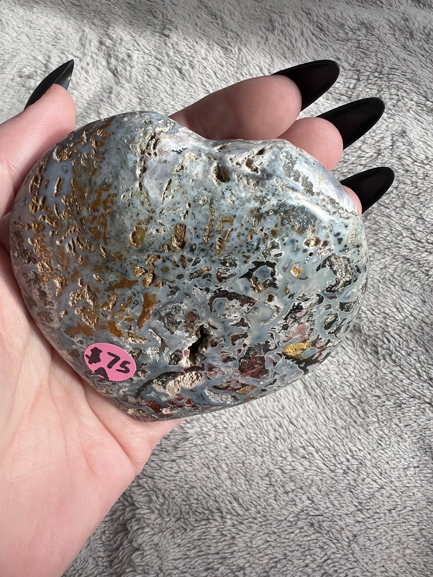 Stunning High Quality Sea (Ocean) Jasper Heart Carving - A