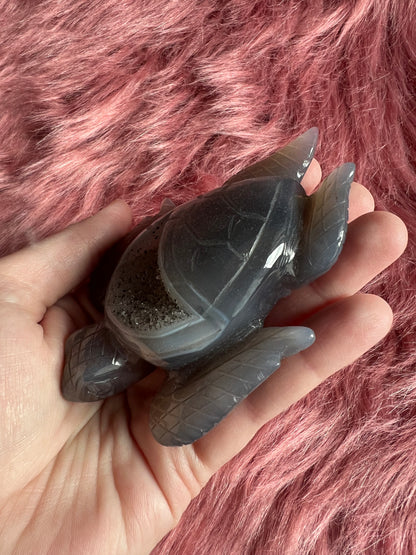 Stunning High Quality Small Druzy Agate Turtle Carving