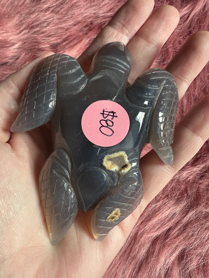 Stunning High Quality Small Druzy Agate Turtle Carving