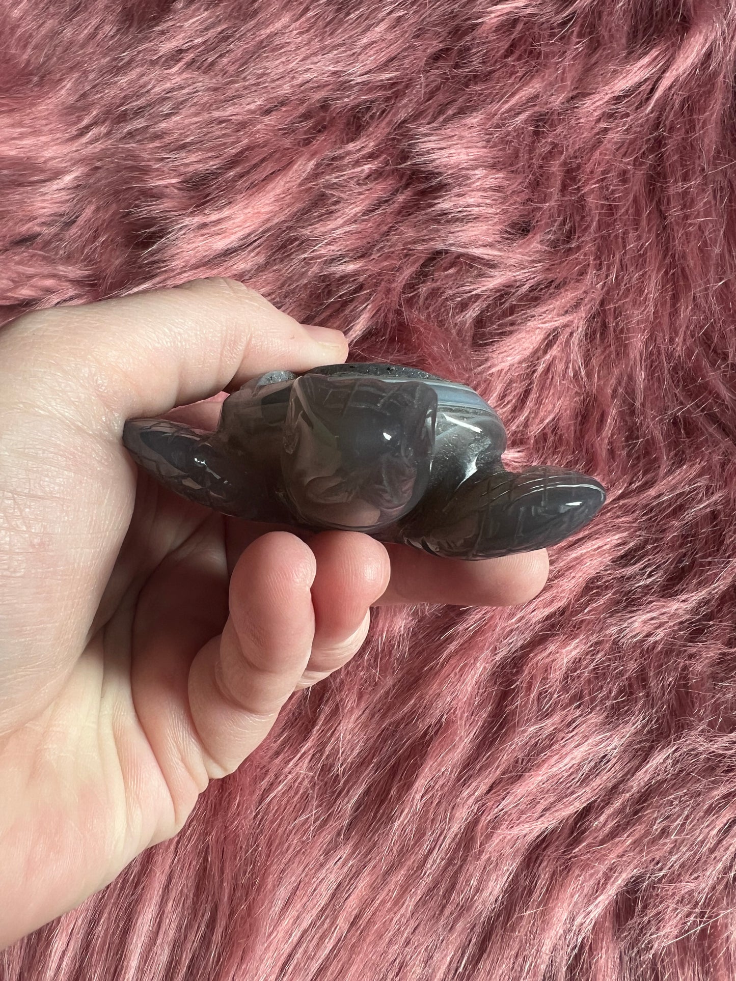 Stunning High Quality Small Druzy Agate Turtle Carving