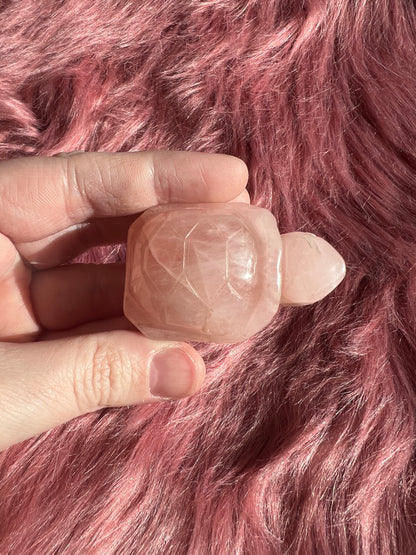 Stunning High Quality Small Rose Quartz Turtle Carving