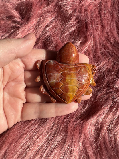 Stunning High Quality Small Mookaite Jasper Turtle Carving