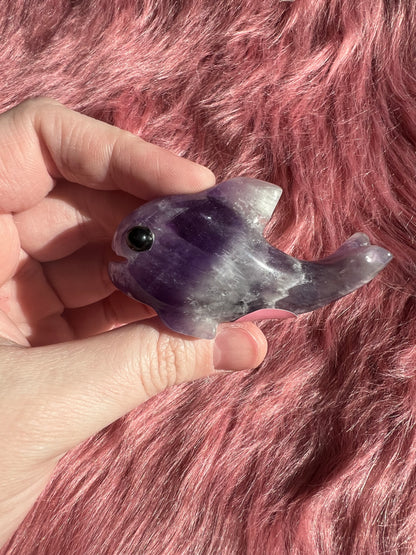 Stunning High Quality Small Dream Amethyst Whale Carving