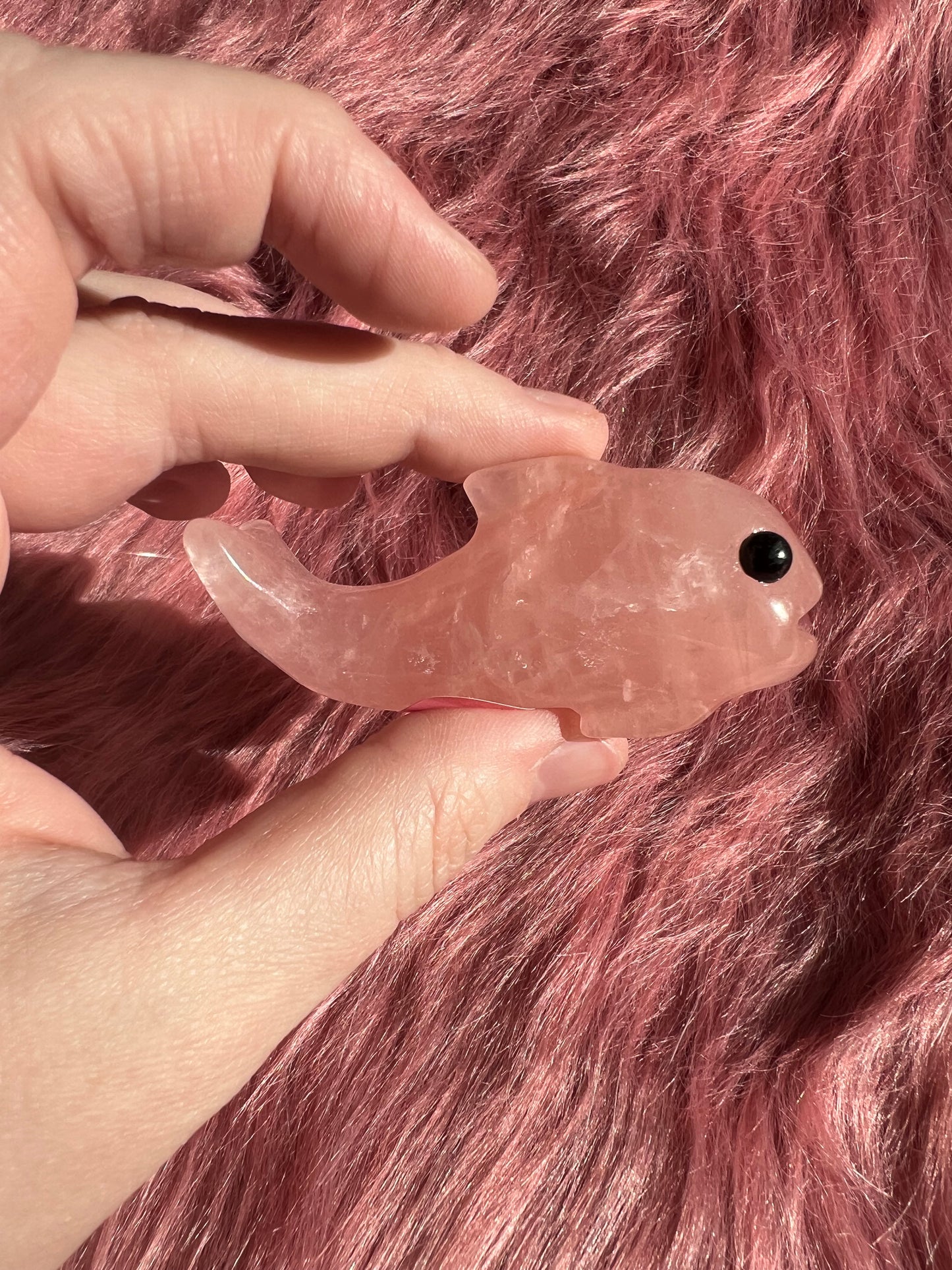 Stunning High Quality Small Rose Quartz Whale Carving