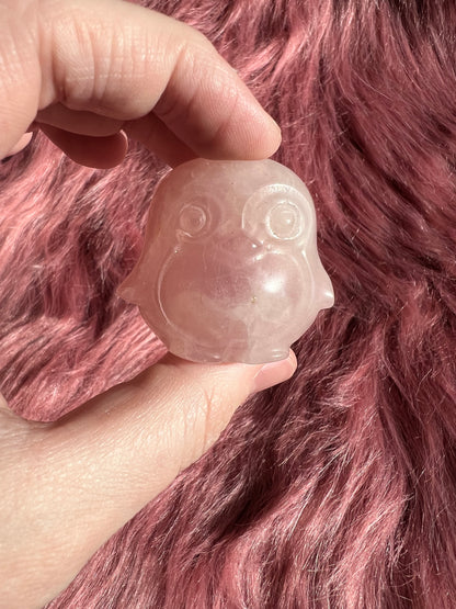 Stunning High Quality Small Rose Quartz Penguin Carving *Imperfect*