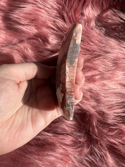 Stunning Pink Sakura (Cotton Candy) Agate Moon Carving