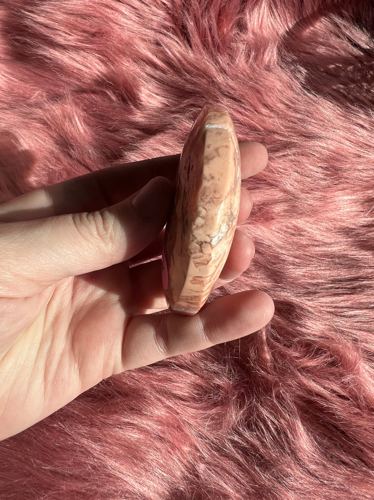 Stunning Pink Sakura (Cotton Candy) Agate Moon Carving