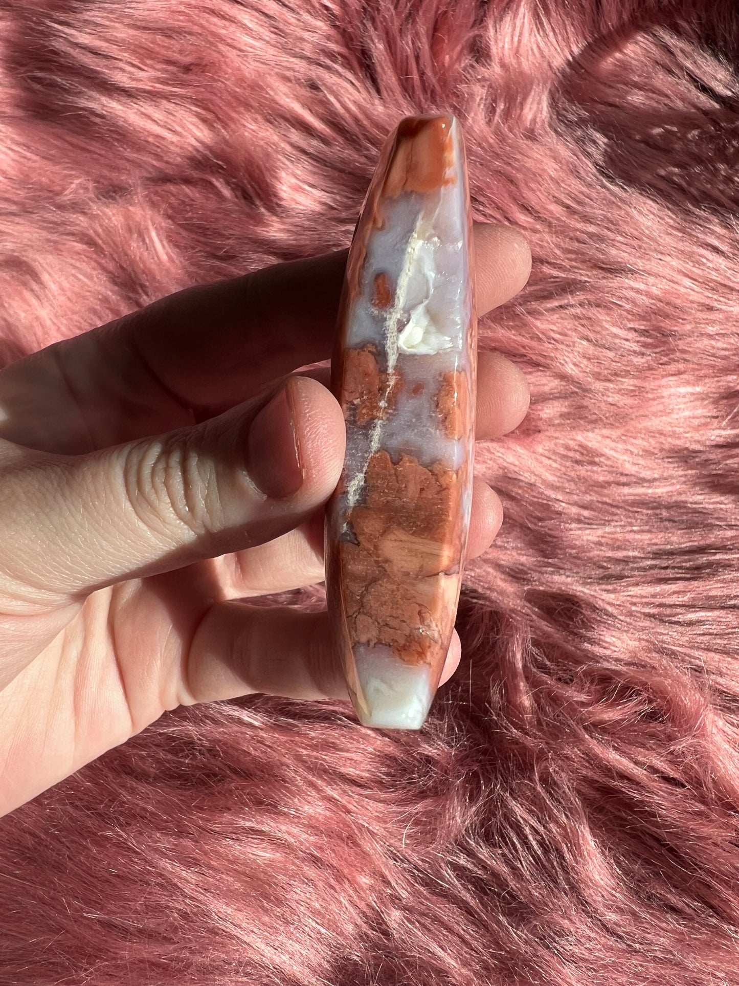 Stunning Pink Sakura (Cotton Candy) Agate Moon Carving