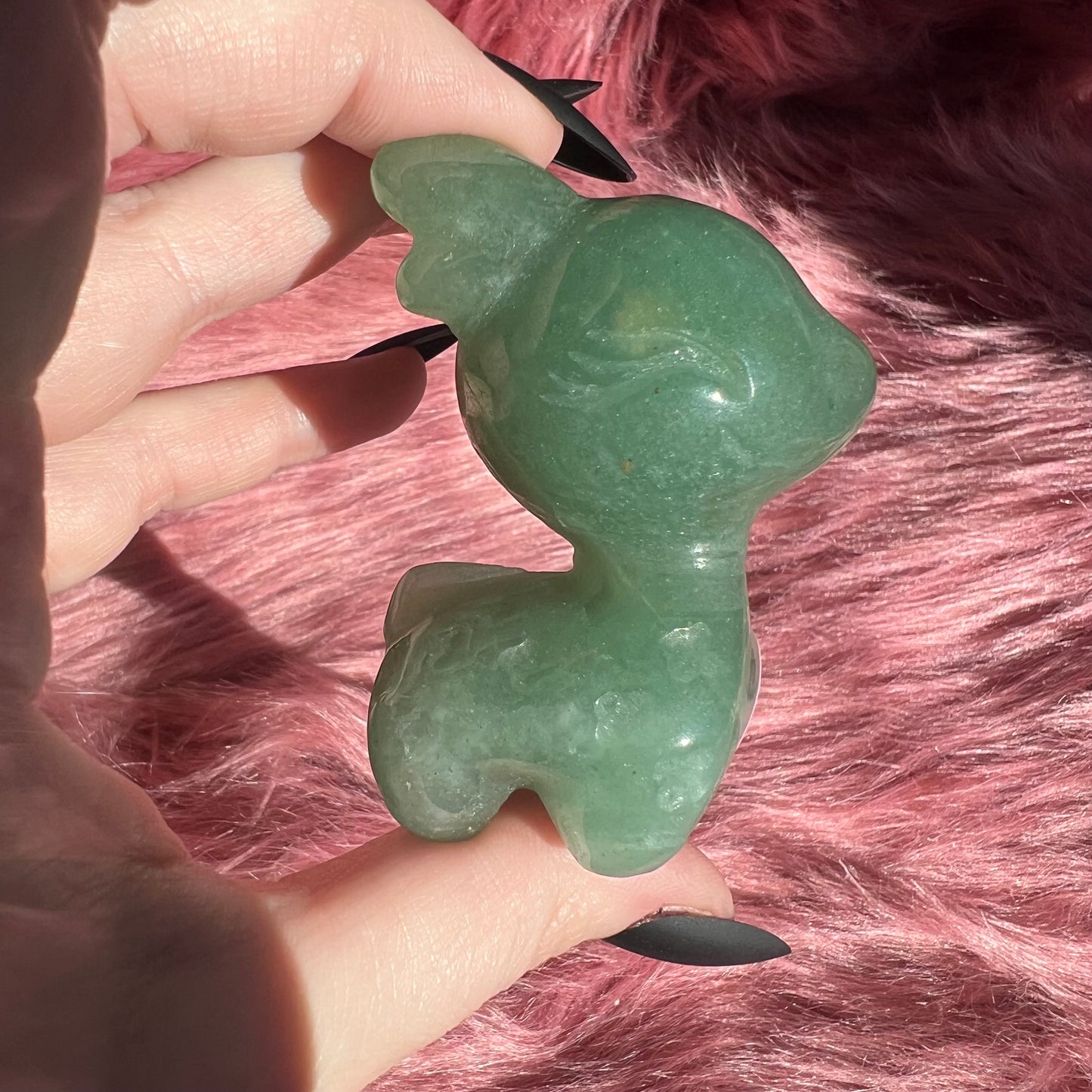 Stunning High Quality Green Adventurine Reindeer Carving B