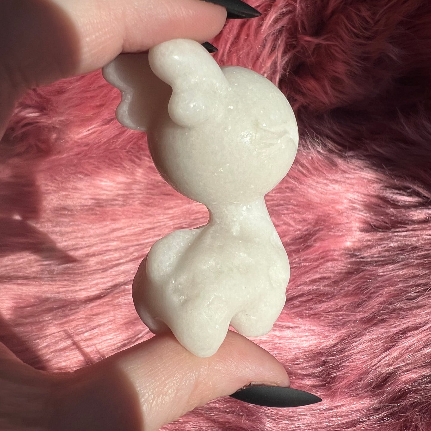 Stunning High Quality White Jade Reindeer Carving - D