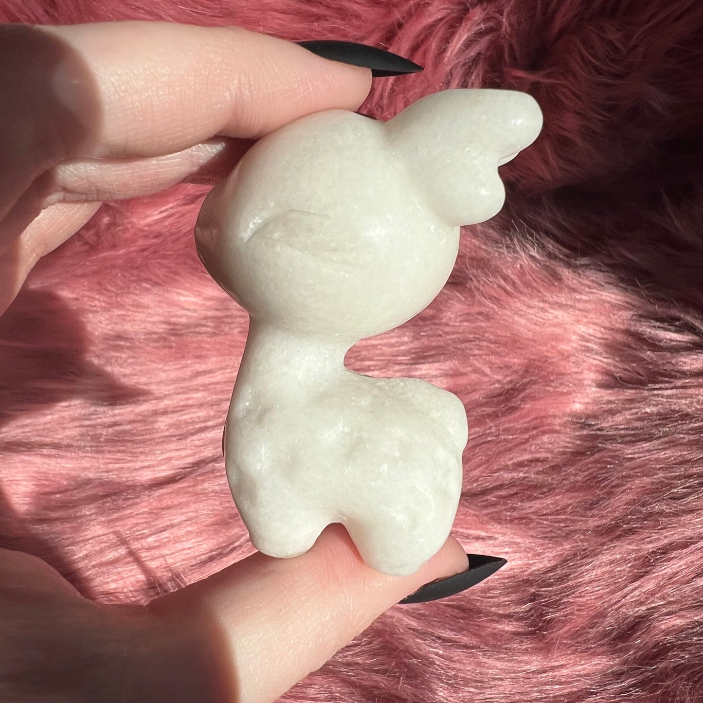 Stunning High Quality White Jade Reindeer Carving - D