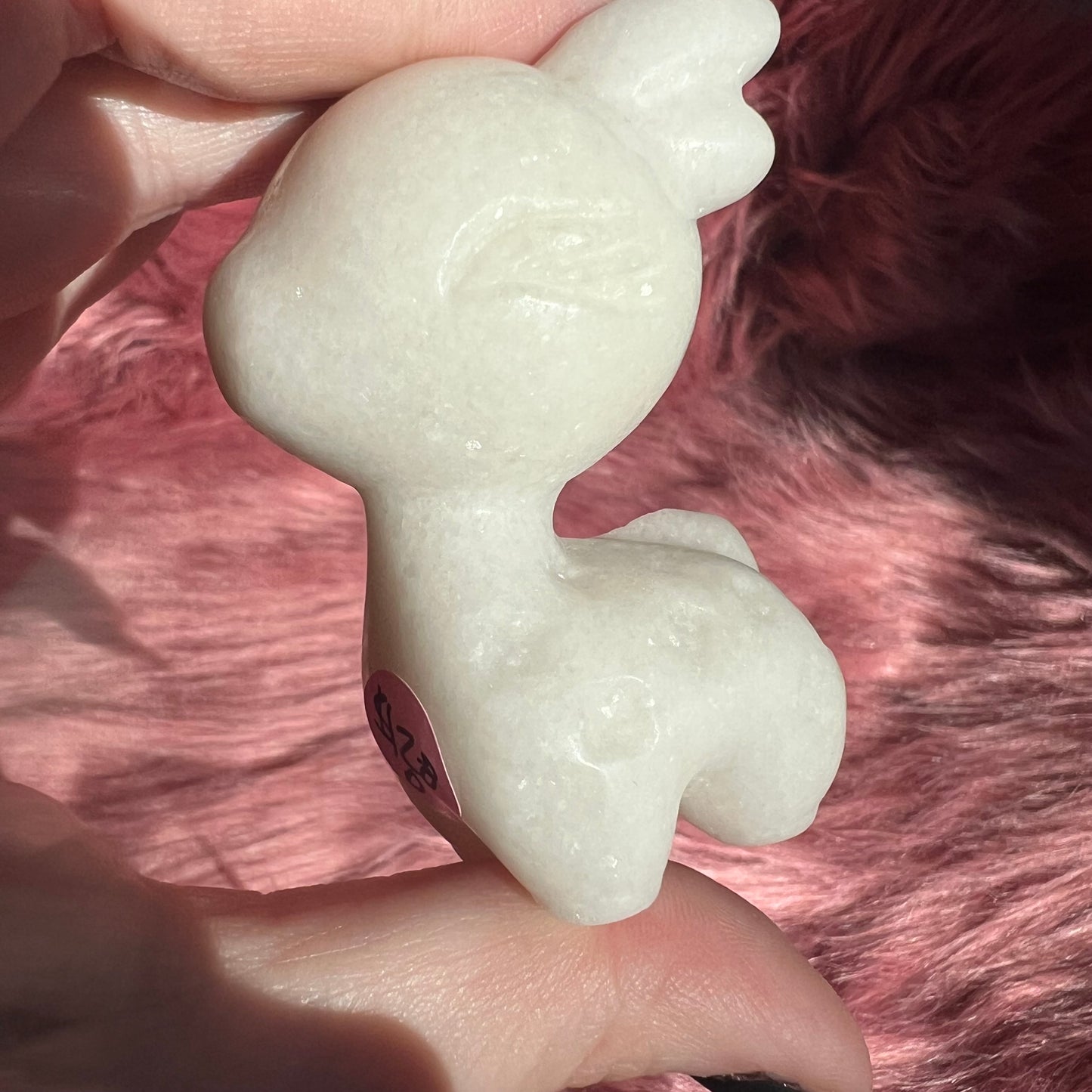 Stunning High Quality White Jade Reindeer Carving - D