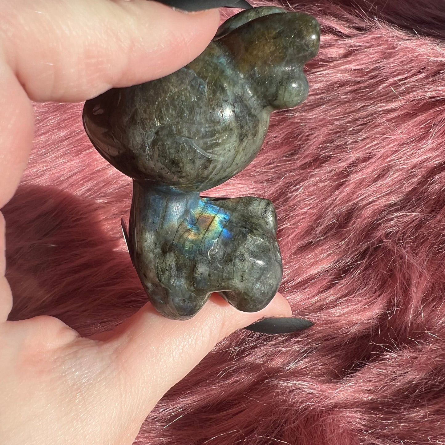 Stunning High Quality Labradorite Reindeer Carving - C