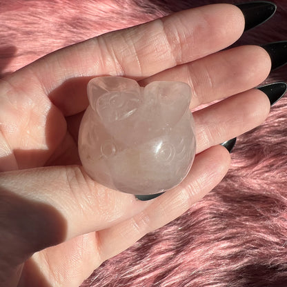 Stunning High Quality Rose Quartz Bunny Bun Carving