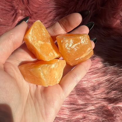 ONE (1) Stunning Raw Orange Calcite Chunk - Intuitively Selected