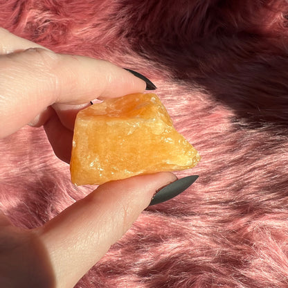 ONE (1) Stunning Raw Orange Calcite Chunk - Intuitively Selected